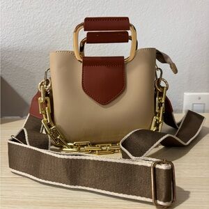 Elegant Tan and Brown Women's Handbag